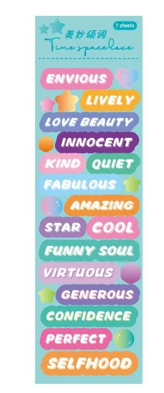 Time and Space Love Series Text Stickers