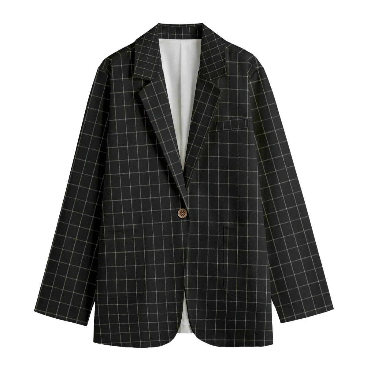 Vampire Art 100% Cotton Dark Academia Victorian Vintage Black Windowpane Women's Leisure Blazer