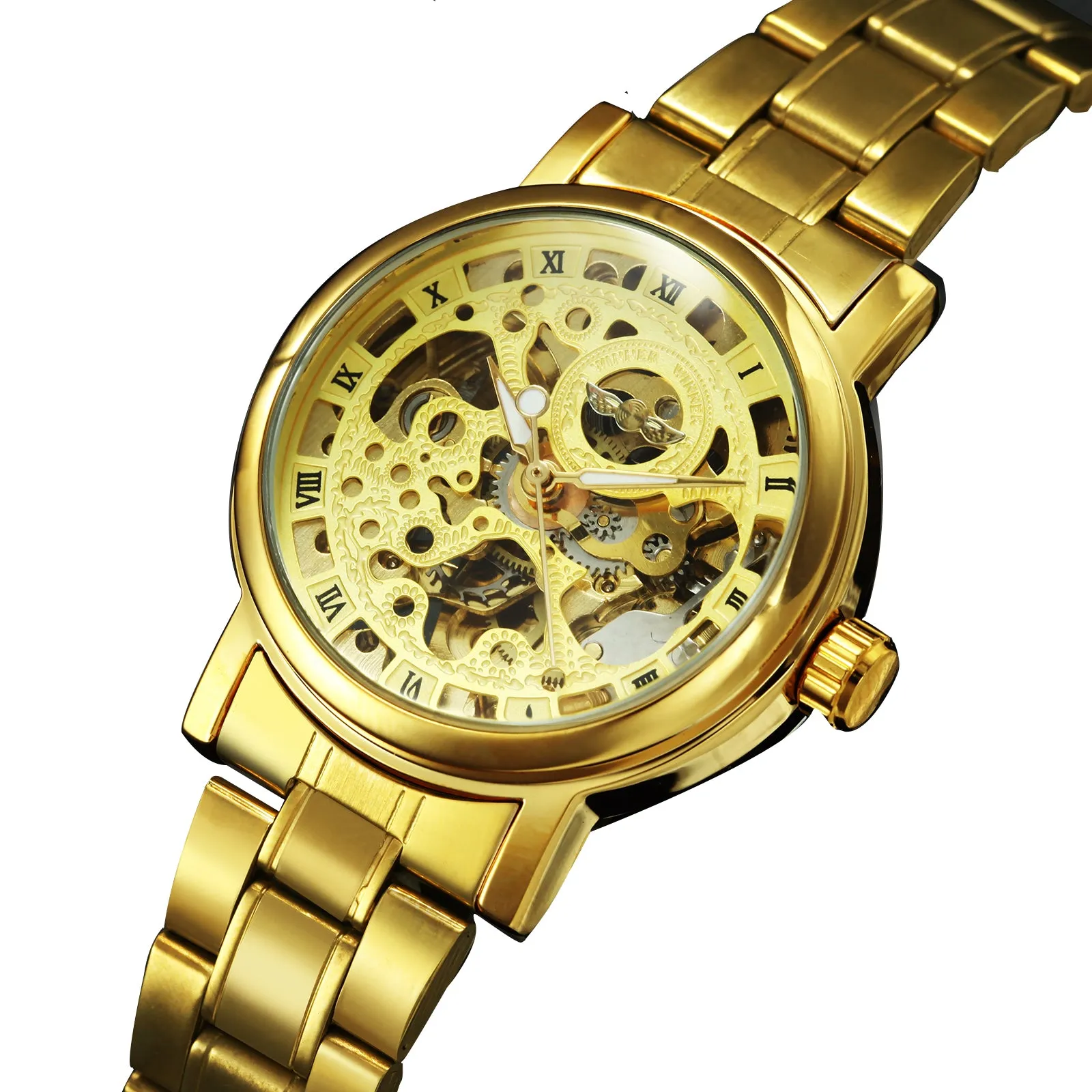 Winner Golden Luxury Watch Female Hollow Automatic Mechanical Watch Waterproof Quality Watch