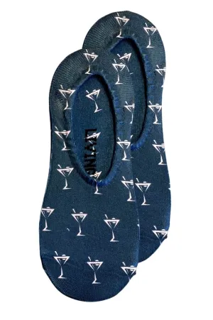 Women's Navy Dancing Martini No-Show Socks