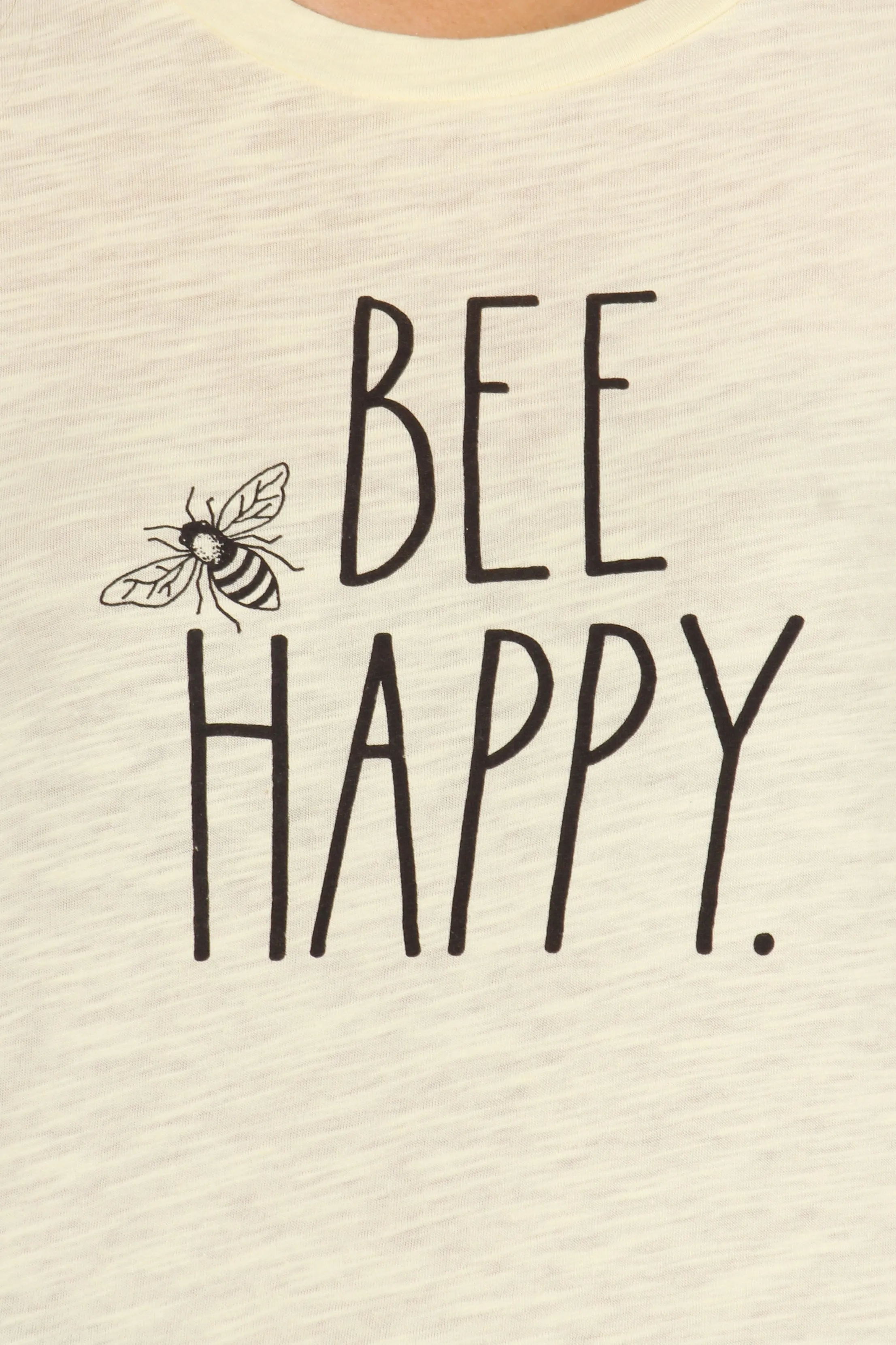 Women's "BEE HAPPY" Short Sleeve Classic Slub T-Shirt