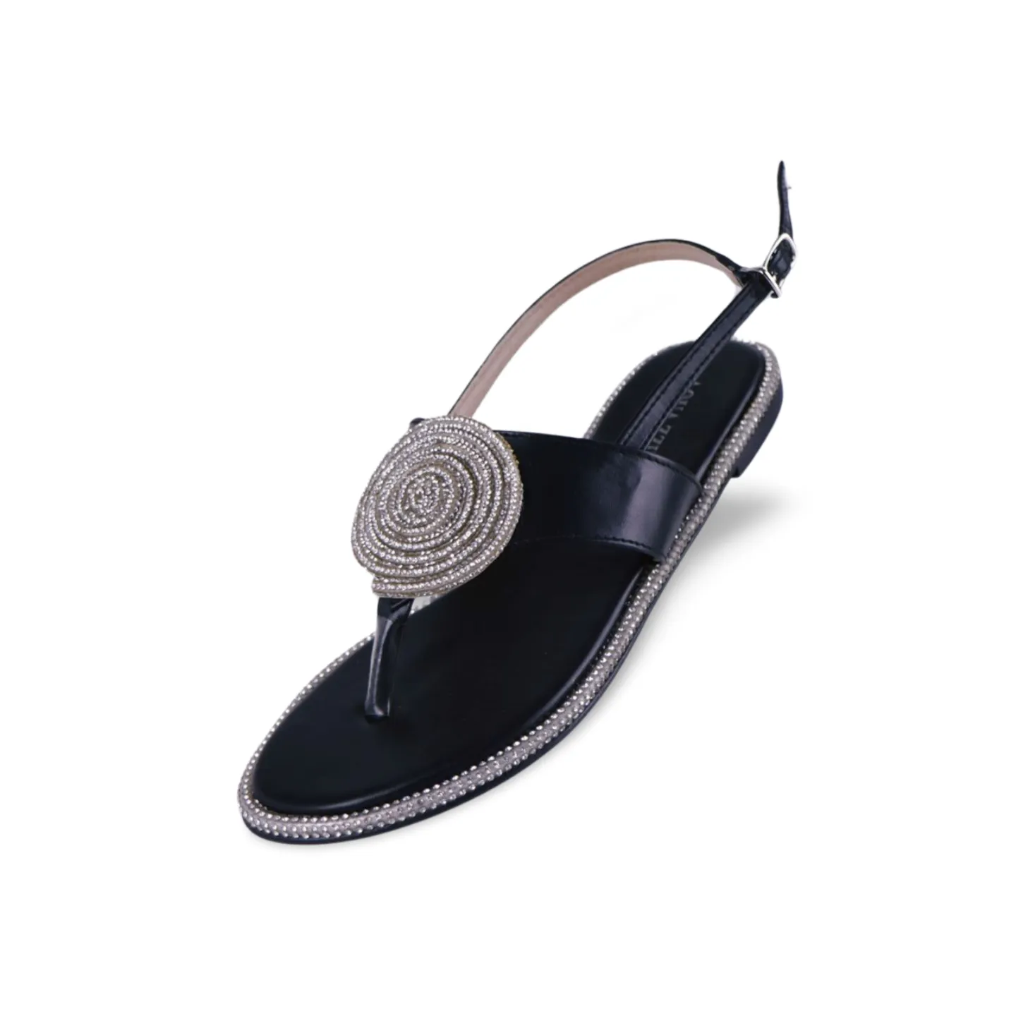 Women's Rhinestone Strap Round Buckle Flip Flops Sandals-1009