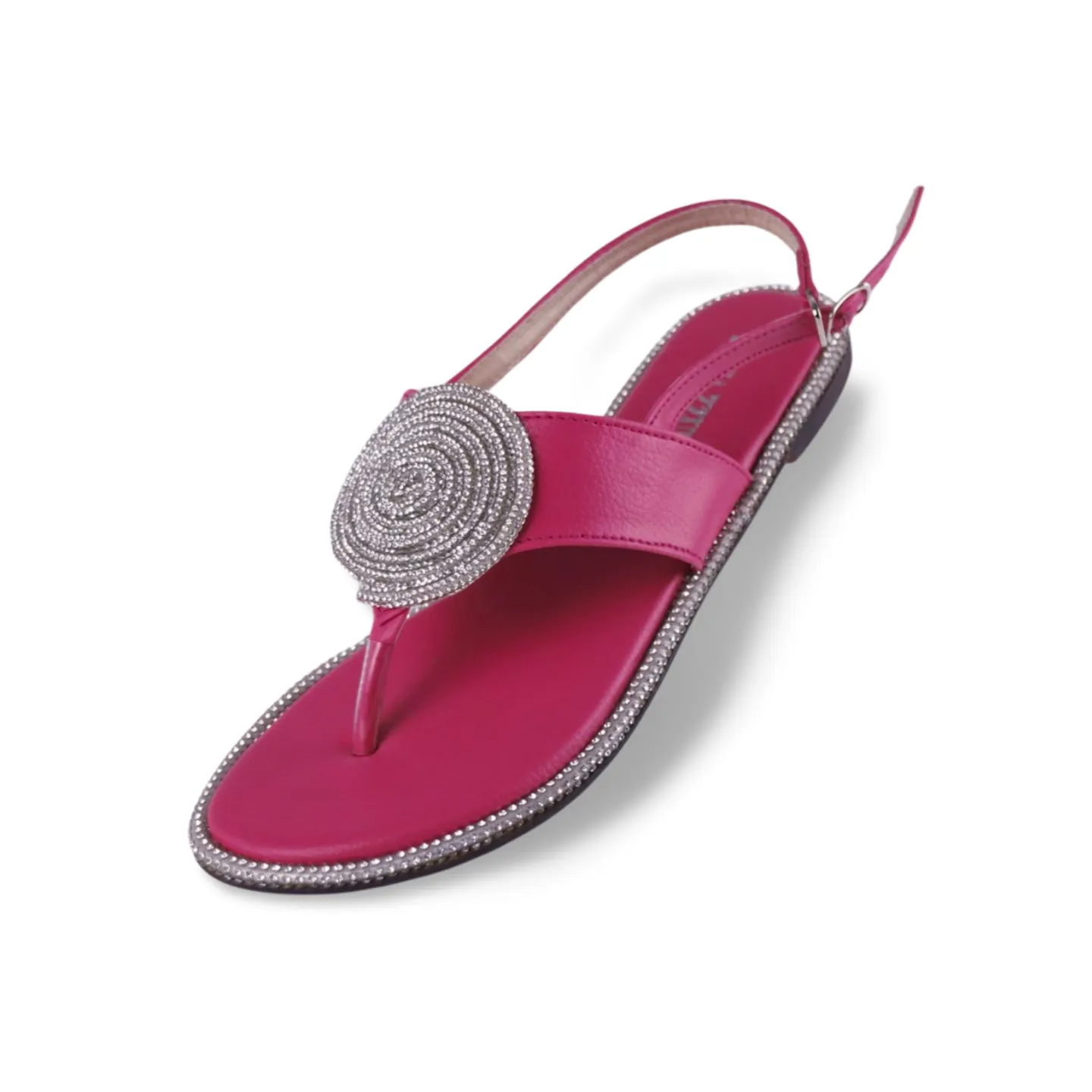 Women's Rhinestone Strap Round Buckle Flip Flops Sandals-1009